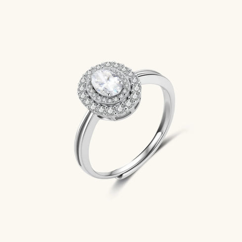 Double Halo Promise Moissanite Ring