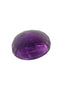 A faceted oval purple gemstone, likely amethyst, shown on a plain white background.