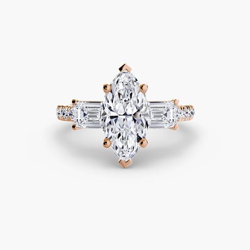 Three-Stone Ring with Pavé Band 4