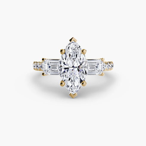 Three-Stone Ring with Pavé Band 4
