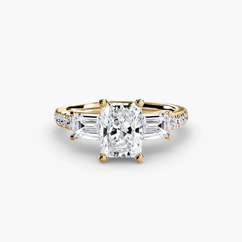 Three-Stone Ring with Pavé Band 4