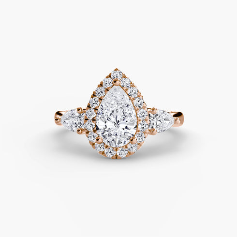 Three-Stone Ring with Halo