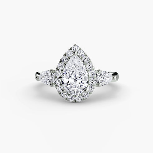Three-Stone Ring with Halo