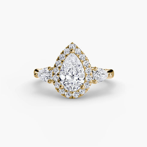 Three-Stone Ring with Halo