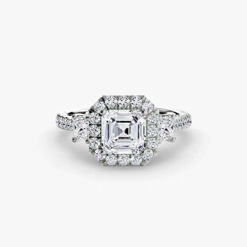 Three-Stone Ring with Halo 2