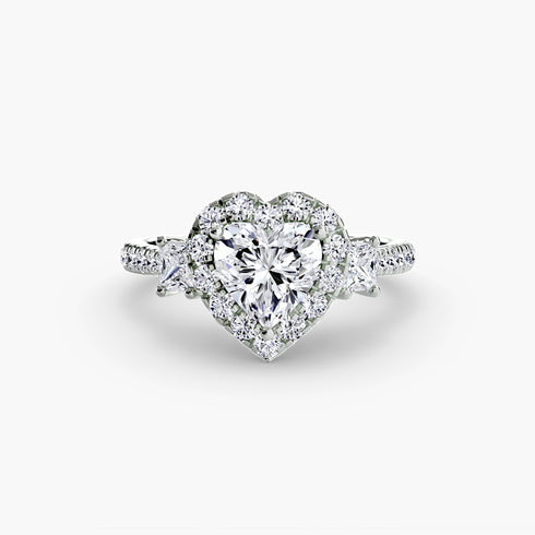 Three-Stone Ring with Halo 2