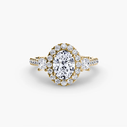 Three-Stone Ring with Halo 2