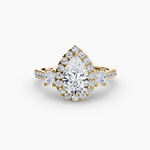 Three-Stone Ring with Halo 2