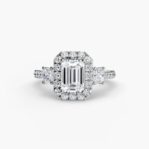 Three-Stone Ring with Halo 2