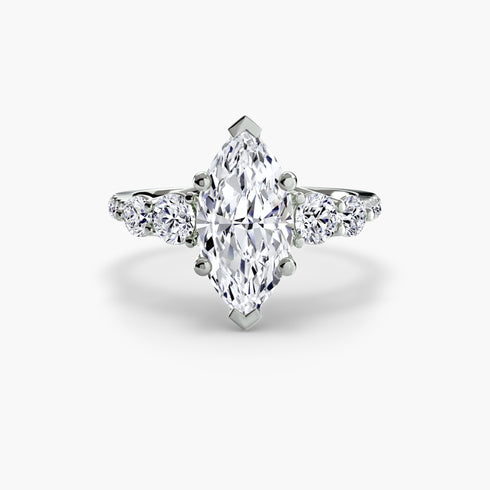 Five Stone Ring with Pavé Band