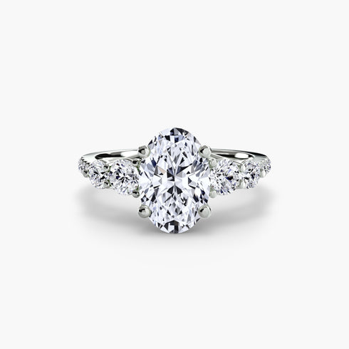 Five Stone Ring with Pavé Band