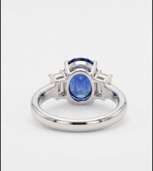 Natural Ceylon Blue Sapphire Platinum Ring NO HEAT