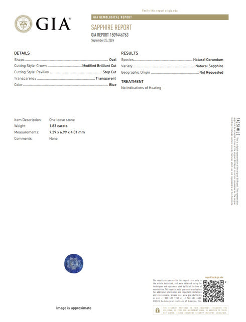 GIA Certified 1.83 Cts Natural Ceylon Untreated Blue Sapphire