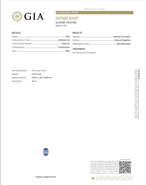 GIA Certified 0.73 Cts Natural Ceylon Untreated Blue Sapphire