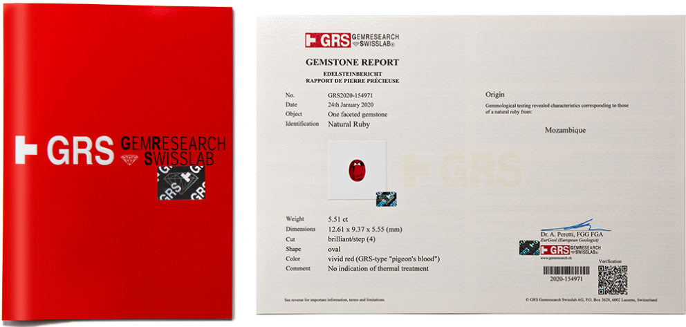 获取带有原产地报告的 GRS 证书(如果有)